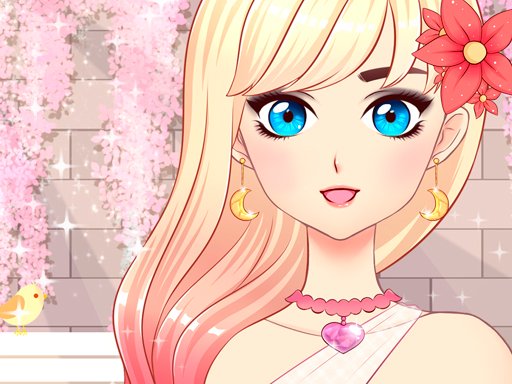 Desenhos de Anime Girl Fashion Dress Up & Makeup para colorir