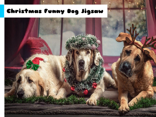 Play Christmas Funny Dog Jigsaw Game