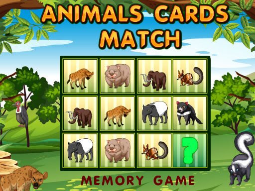 Play Animals Cards Match Game