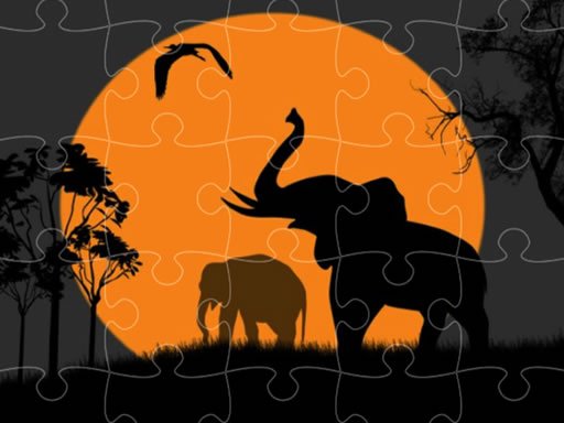 Play Elephant Silhouette Jigsaw Game