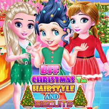 Play BFF Christmas Tree Hairstyle and Biscuits Game